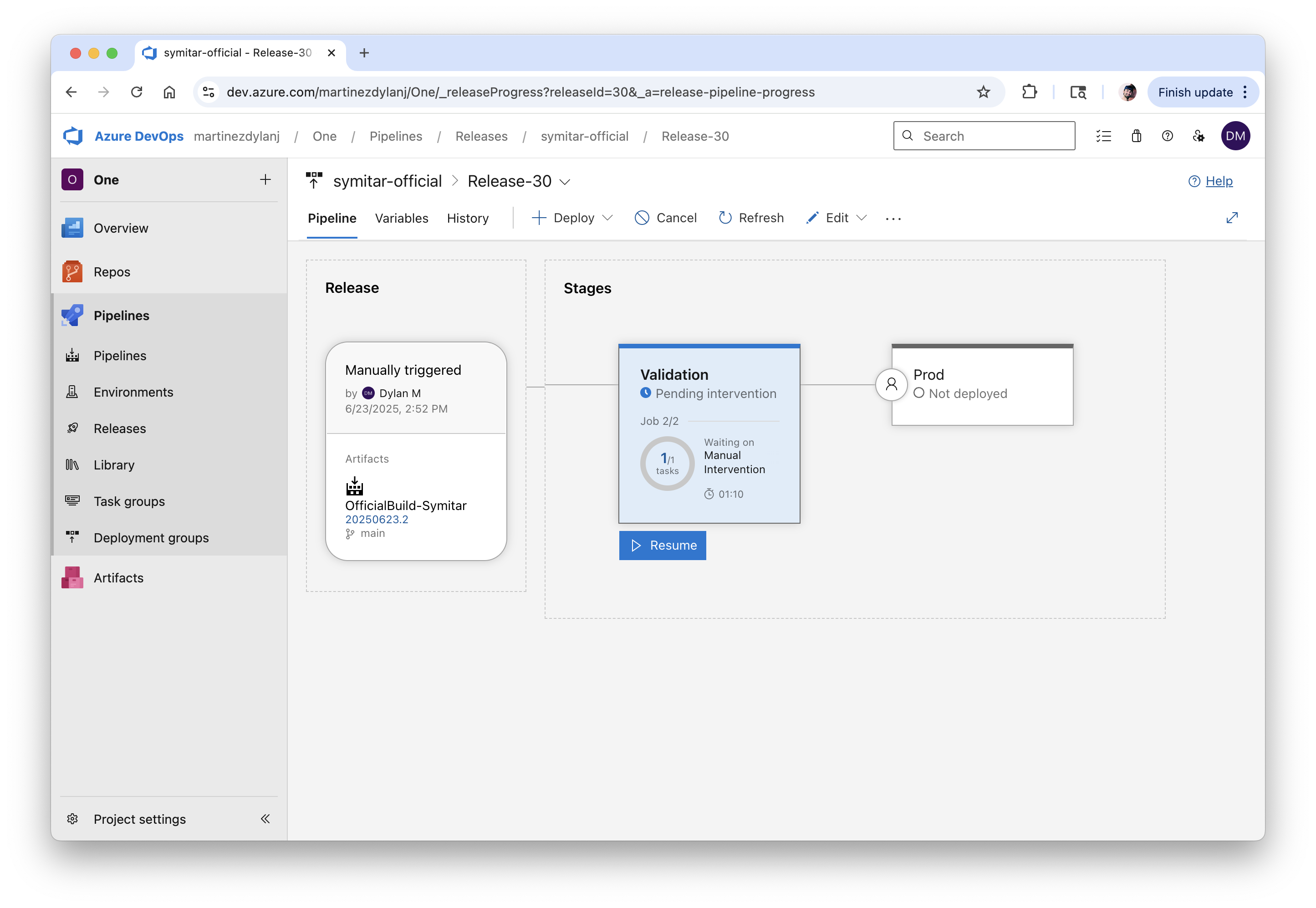Symitar release pipeline for Production